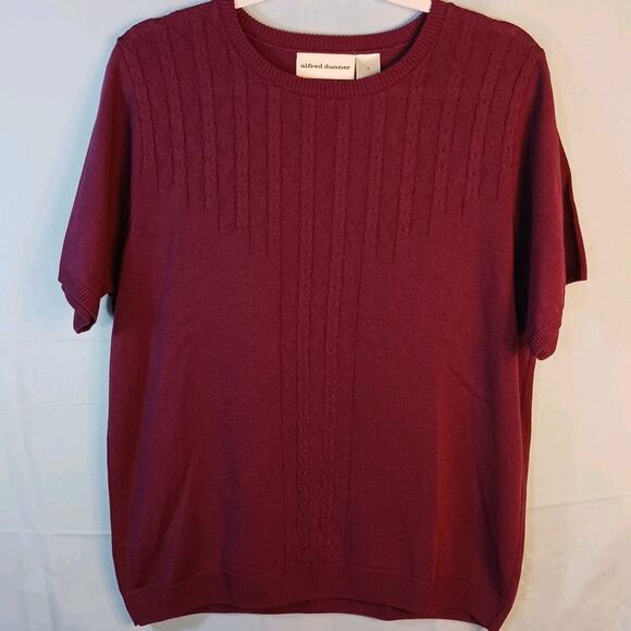 ALFRED DUNNER Spring Sweater Womens Medium Short Sleeve Plum Acrylic EUC - Picture 1 of 8